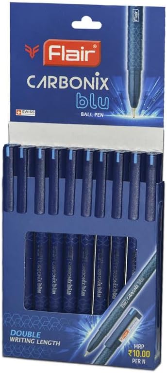 Carbonix Blu Ball Pen Wallet Pack | 0.7 mm Tip Size | Low-Viscosity Ink with Double Writing Length | Smudge Free Writing, Attractive Body Graphics | Blue Ink, Pack of 20 Pens