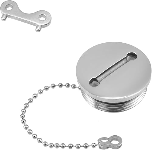 Miniatura 3 de Tapa del tanque de combustible para barco, cubierta de combustible marino con cadena y llave, tapa de repuesto de relleno de cubierta de acero