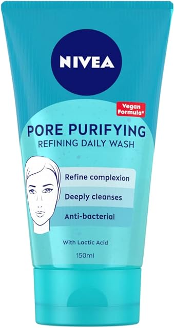 NIVEA PURIFY PORES Daily Wash Scrub (150 ml), Purifying Face Scrub, Facial Scrub Prevents Blackheads, Exfoliating Scrub with Natural Magnolia Extract and Lactic Acid