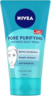 NIVEA PURIFY PORES Daily Wash Scrub (150 ml), Purifying Face Scrub, Facial Scrub Prevents Blackheads, Exfoliating Scrub with Natural Magnolia Extract and Lactic Acid