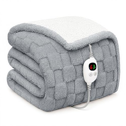 Templewet Heated Blanket Throw 50" x 60",Soft Electric Blanket,Gray