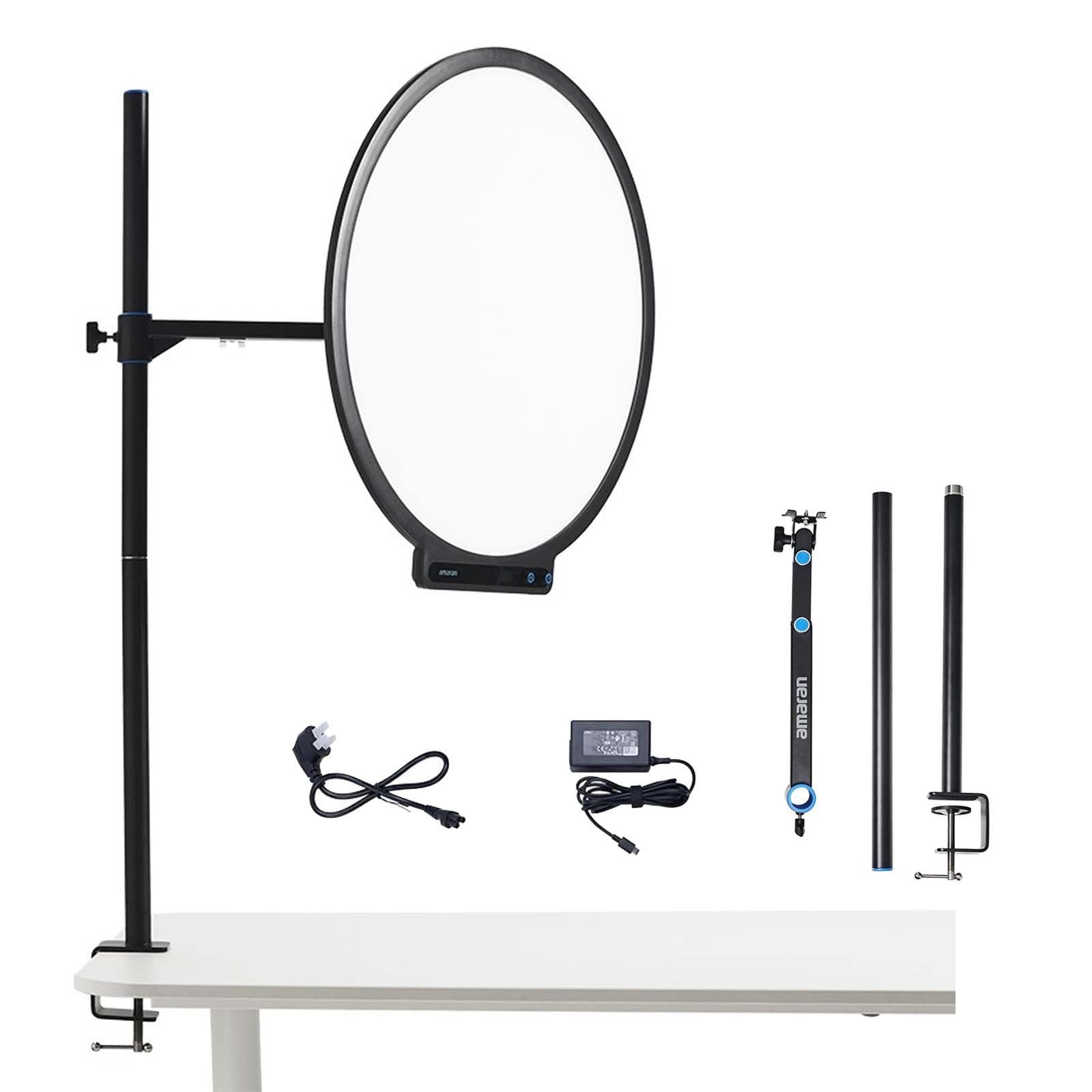 Amaran Verge Max Kit Éclairage Principal de 56 cm avec Support et Bras Réglable pour Streaming 60 W Bicolore 2700-6500K 7 Effets d'éclairage Anneau Lumineux de Bureau pour Enregistrement Vidéo,Jeux