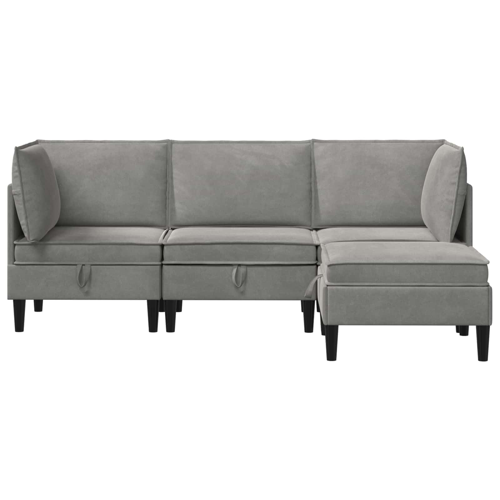 Sofa Wohnzimmer, Wohnzimmer Couch, Wohnzimmer Sofa, Wohnzimmergarnitur 4 STK. Hellgrau Samt