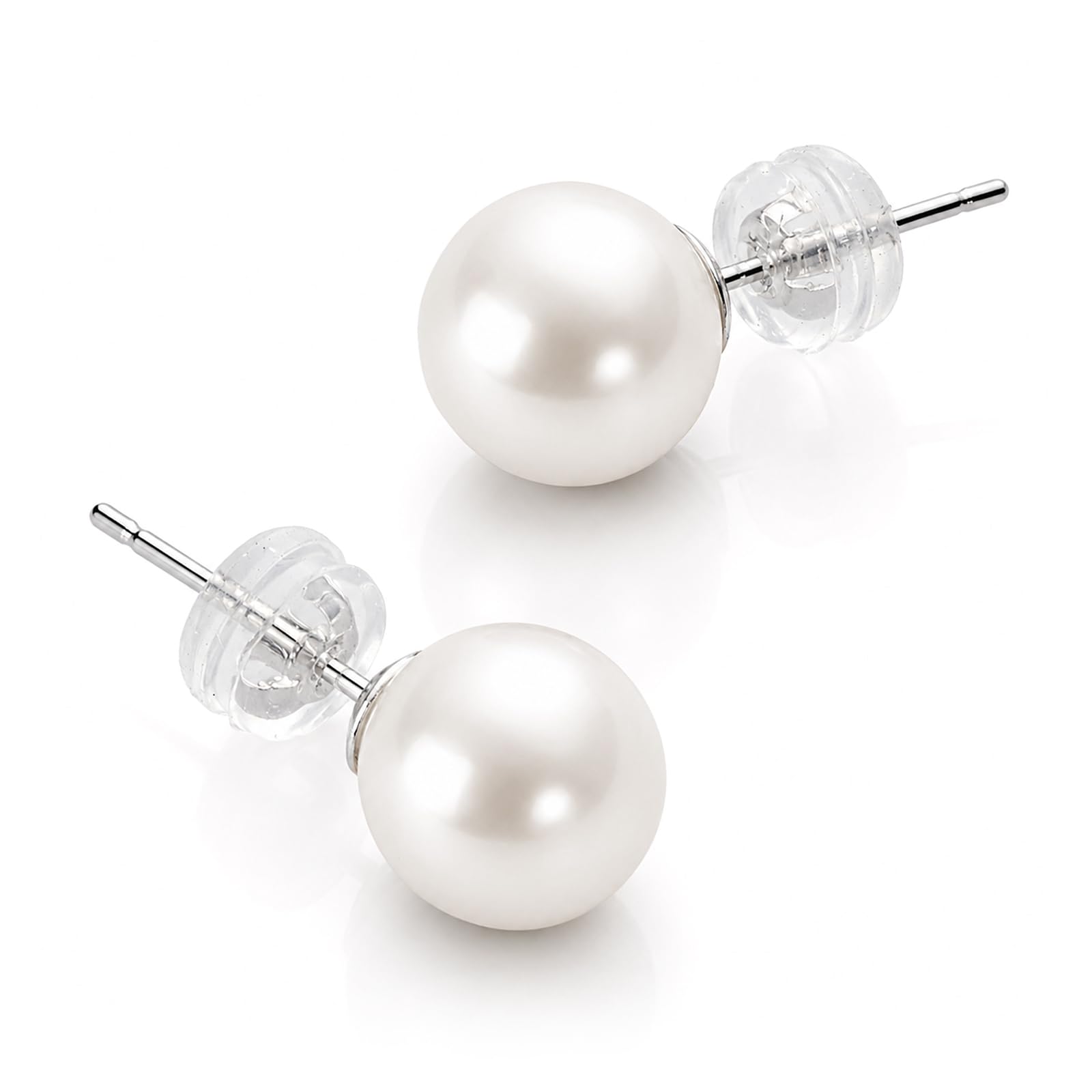 AAA+ Freshwater Pearl Stud Earrings, Natural Pearls, 925 Sterling Silver