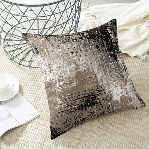 Brown Black Pillow Covers 18X18 Set Of 2, Abstract Boho Desigh Decorations Throw Pillow Covers Art Gray Contemporary Outdoors Decorative Cotton Cushion Case For Home And Office #TOP2