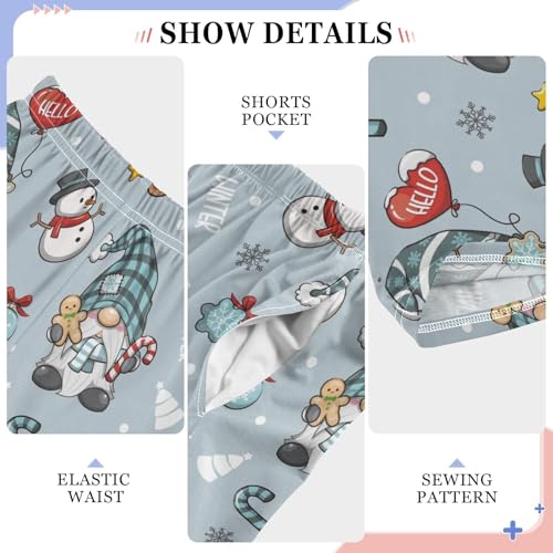 Xmas Gnome Snowman Boys Long Pants Soft Trousers Elastic Waist Kids Lounge Bottoms with Pockets S-XL4