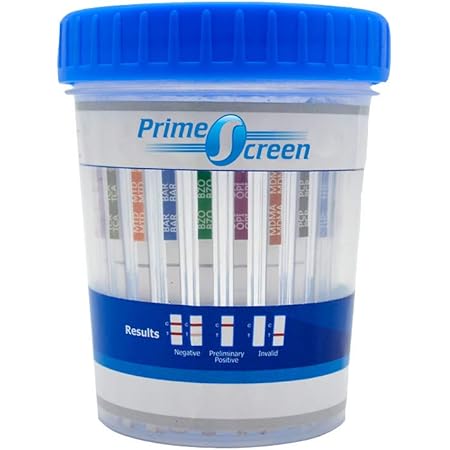 Prime Screen Urine Drug Test Compact Cup 16 Panel Kit (AMP,BAR,BUP,BZO,COC,mAMP,MDMA,MOP/OPI,MTD,OXY,PCP,THC, ETG, FTY, TRA, K2) -[10 Pack]-CDOA-9165EFTK