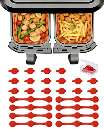 JoySil 24PCS Silicone Magnets for Air Fryer Parchment Paper (Red)