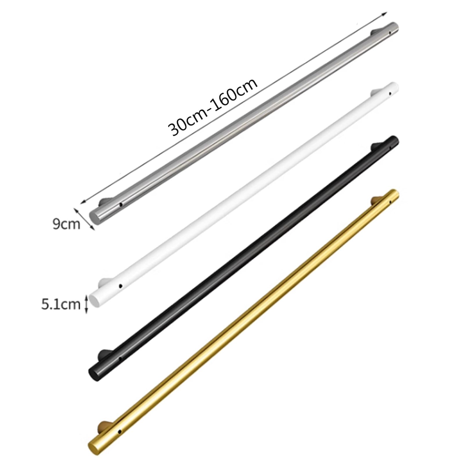 Pasamanos de Escalera Pasamanos Baranda de Escalera de Tubo de Acero Pasamanos de Pared Antideslizante Barandilla Escalera para Interior Exterior,Tamaño Personalizable (110cm,White)