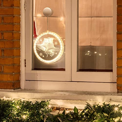 IWTBNOA Weihnachten Dekorative Fenster Licht Warmweiß, Hängend Fensterlicht Batteriebetriebene, 3D Hängende Lichter, Weihnachtsbeleuchtung… – Ansicht 5