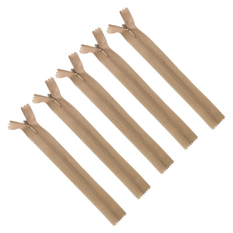 5 Pieces Nylon Invisible Zippers for Sewing 60cm Light Brown Nylon Hidden Zippers for Bags,Pouches,Pillow Covers Making and Replacement