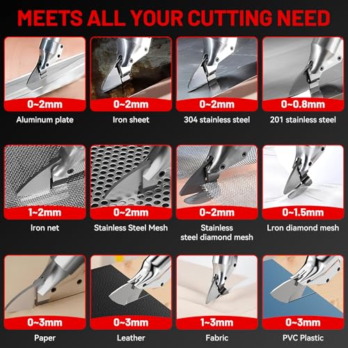 Image of Cordless Sheet Metal Cutter Compatible with Milwaukee 18V Battery, Electric Metal Shears with 360 Rotating Head, Torque 221 Ft-Lbs, Brushless Scissors for Stainless Steel, Metal, Iron (Tool Only)