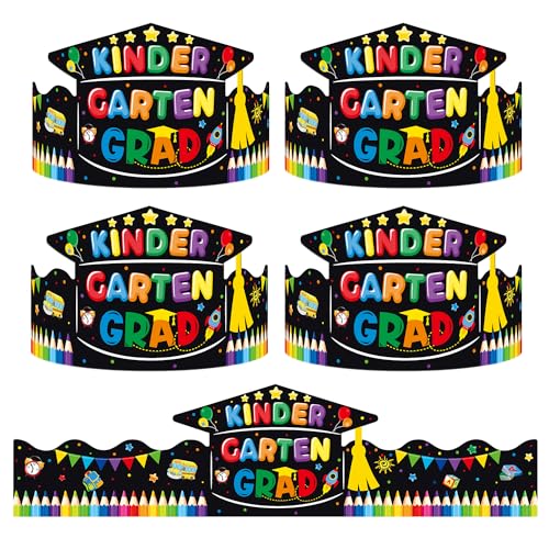 Kindergarten Paper Grad Hats Kindergarten Graduation Hats for Kids Kindergarten Graduation Decorations 2024, PPC Graduation Paper Hats for Kindergarten Graduation Party Favors Grad Decor, 24Pcs