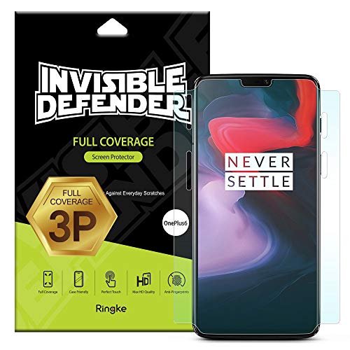 Ringke Screen Protector Compatible with OnePlus 6 - Invisible Defender Full Coverage 3-Pack Edge to Edge Side Coverage Case Compatible Scratch Resistant Thin HD Clearness Film for One Plus 6