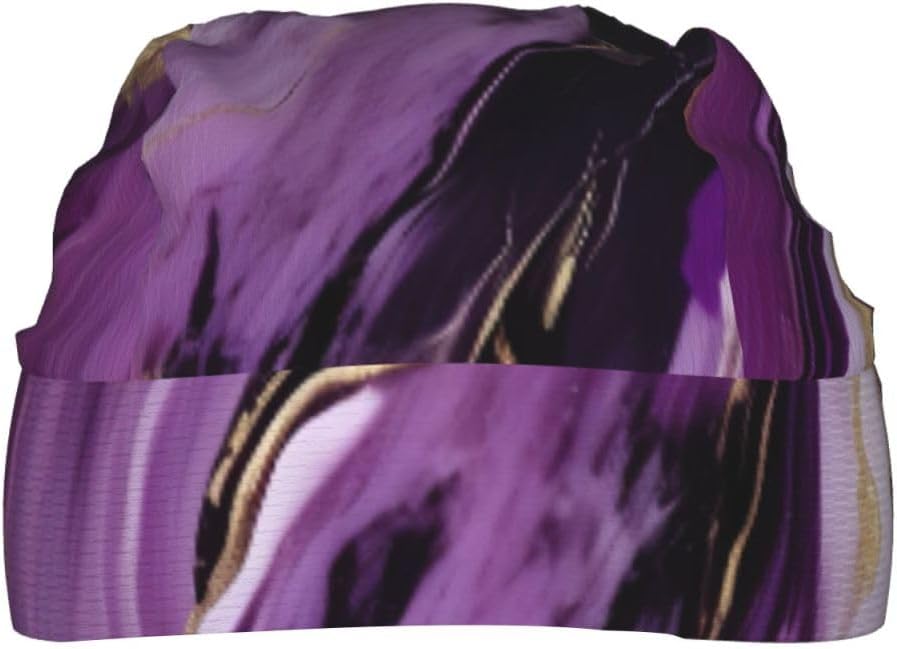 Dark Purple Texture Marble 1 Print Unisex Sweatband Wide Headband Breathable Head Scarf Absorb Sweat Bandanas for Running Fishing