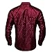 DiBanGu Men's Silk Burgundy Paisley Dress Shirt Casual Formal Long Sleeve Red Button-Down Shirts for Wedding Party, Red, S