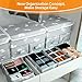 EASEVE Sock Underwear Drawer Divider - Closet Organizers and Dresser Organizer Wardrobe Clothes Box Storage Bins with Lid for Bra, Leggings, Shirt, Panty (1 Pack, Grey)