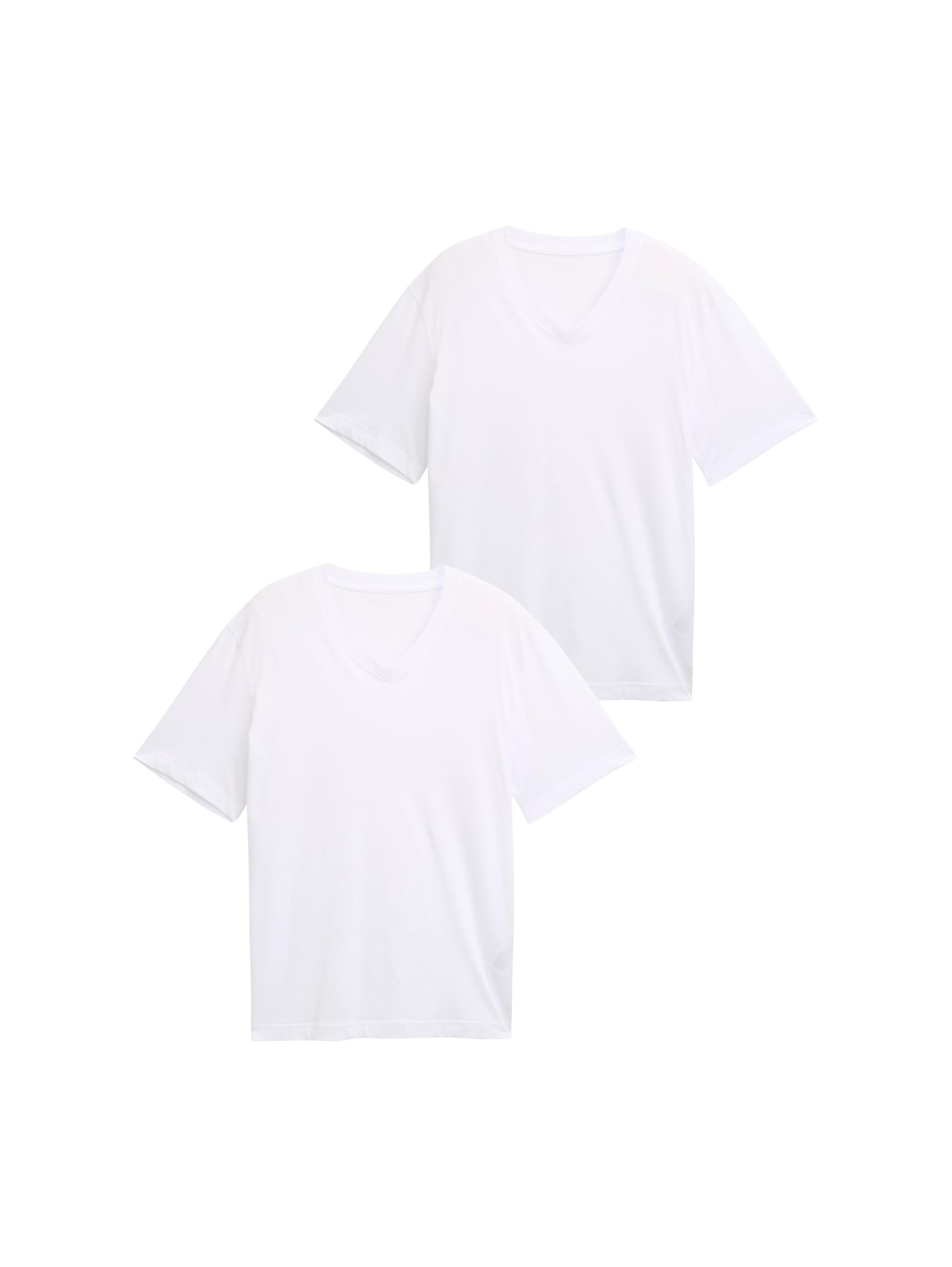 Tom Tailor Herren 1048394 T-Shirts Mit V-Ausschnitt Im 2er-Pack, 20000 - White, M EU