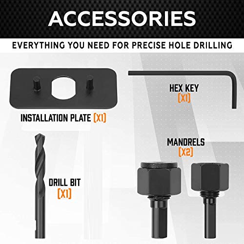 Image of Cheston 11 Pcs Hole Saw Set with 8 Circular Blades, 2 Mandrels, Hex Key & Installation Plate Forged Carbon Steel for Wood, Plastic, PVC Board & Wall