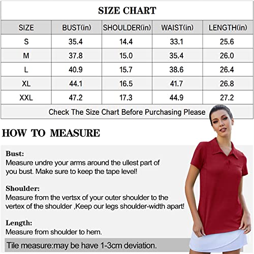 Women's Dry Fit Golf Shirts Moisture Wicking Short Sleeve Polo Sports Shirts Red #TOP5