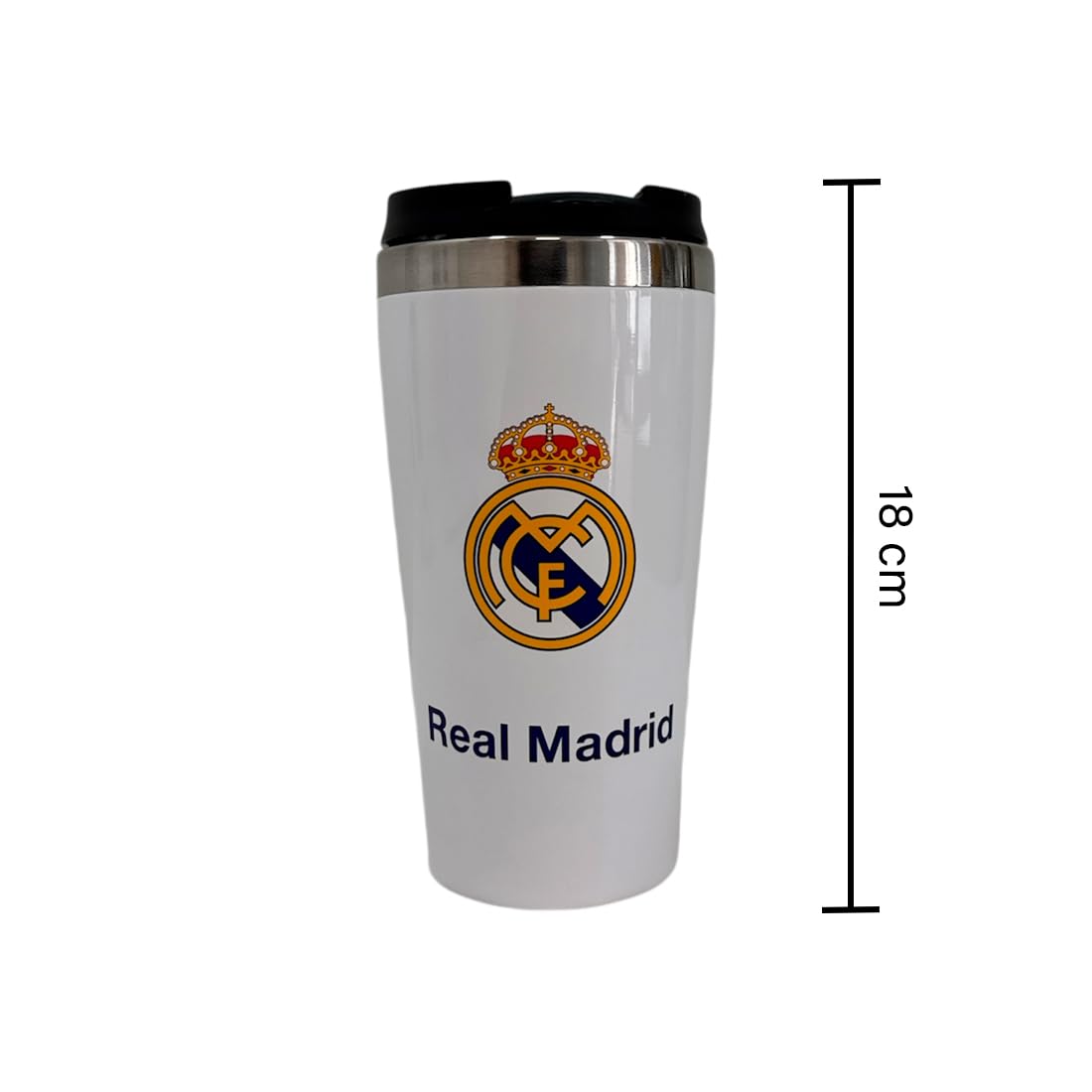 Regali R. Madrid, tazze, bottiglie, piatto decorativo, thermos, prodotti esclusivi per fan, regali ideali per gli appassionati di calcio, accessori di Madrid, Thermos bianco, 1 pieza