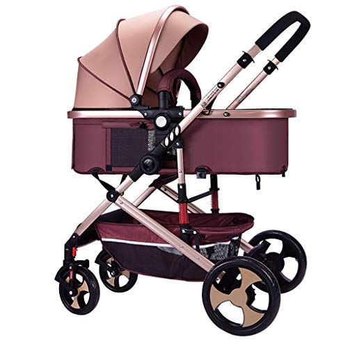 JIAX Baby Stroller,Pram Carriage Stroller - Modular Travel System, Lightweight Baby Stroller, Versatile, Easy Infant Transfer, Oversized Storage Basket, Travel Stroller (Color : Brown)