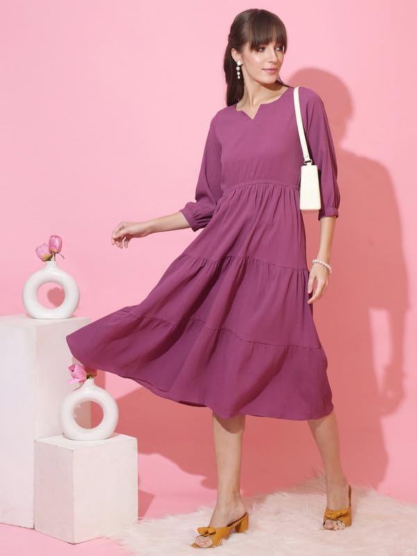 Image of Sheetal Associates Women's Casual Crepe Fit and Flare Dress| Comfortable Relaxed Fit Summer Party Dress