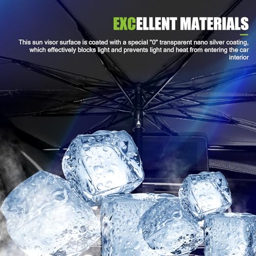 Zikefest Auto Front Windshield Sun Shade Umbrella, Windshield Sun Shade Umbrella for Car Vinyl Coating, Foldable Car Umbrella Sunshade with UV Block Protection (NO Opening Design)
