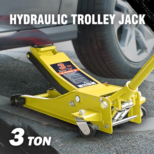 Image of PM PERFORMOTOR Low Profile Hydraulic Trolley Service /Floor Jack, 3 Ton (6000 lbs) Capacity, Lifting Range 3 inch-20 inch,Yellow,PM-TOL-FJ30-YL