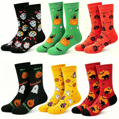 Halloween Socks for Women Girls Cute Pumpkin Ghost Cat Pattern Socks - image 1