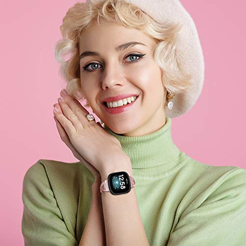 Wearlizer compatível com Fitbit Versa 3/Fitbit Sense pulseiras femininas elegantes de metal para sub