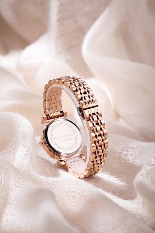 Image of Giordano Stylish Diamond Studded Analog Wrist Watch for Women with Elegant Diamond Cut Glass and Glass Coated Stainless Steel Strap - GZ-60084