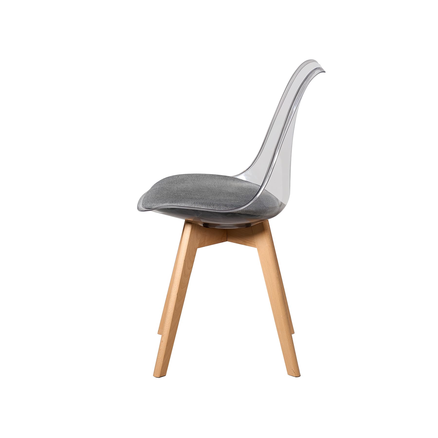 Juego de 6 sillas de Comedor de Estilo escandinavo, sillas Laterales de acrílico Transparente de diseño Retro, Silla de Cristal con cojín de Asiento de Lino (Gris-Lino)