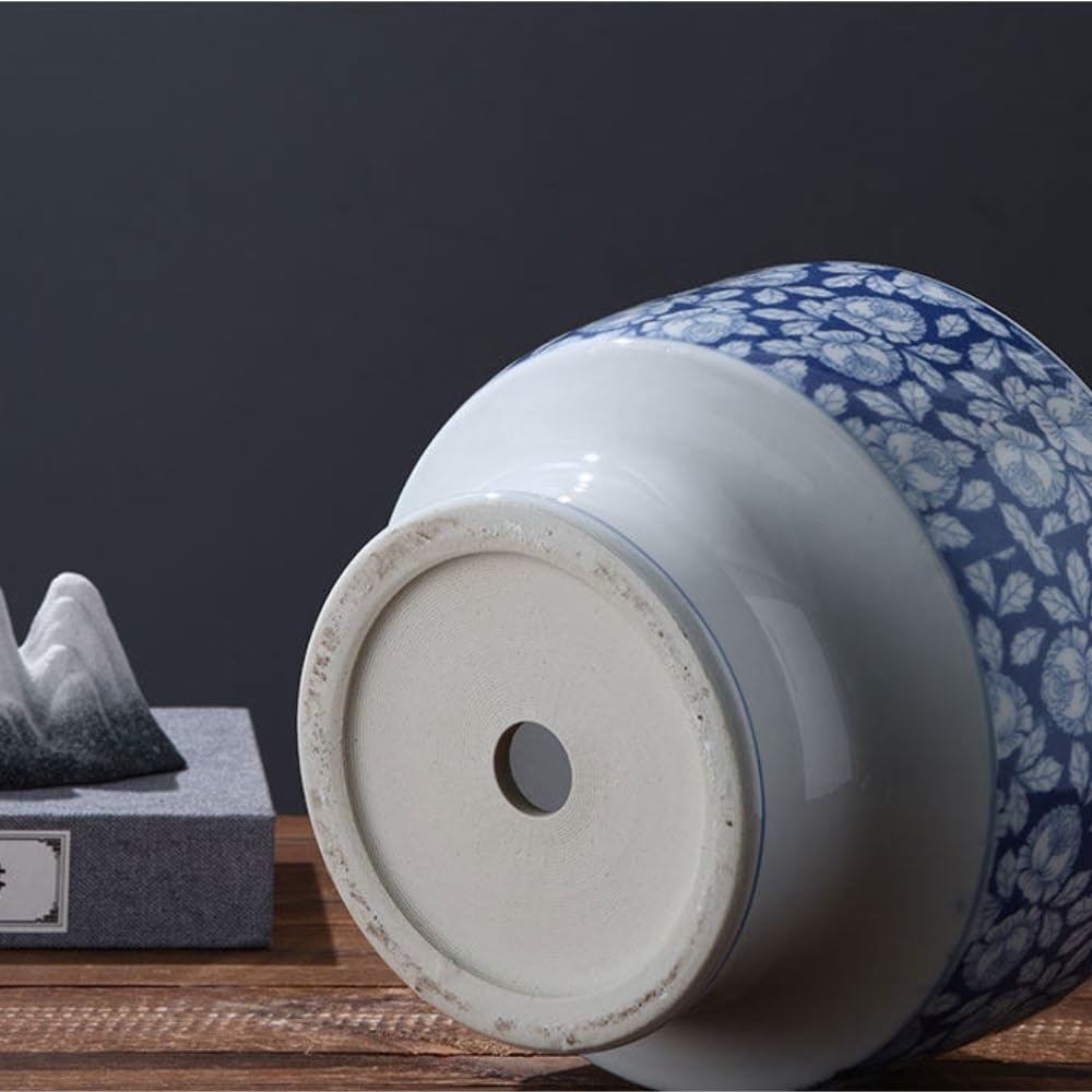 Średnica 20 cm niebieska i biała doniczka ceramiczna, duży wazon doniczka na rośliny wewnętrzna porcelanowa doniczka