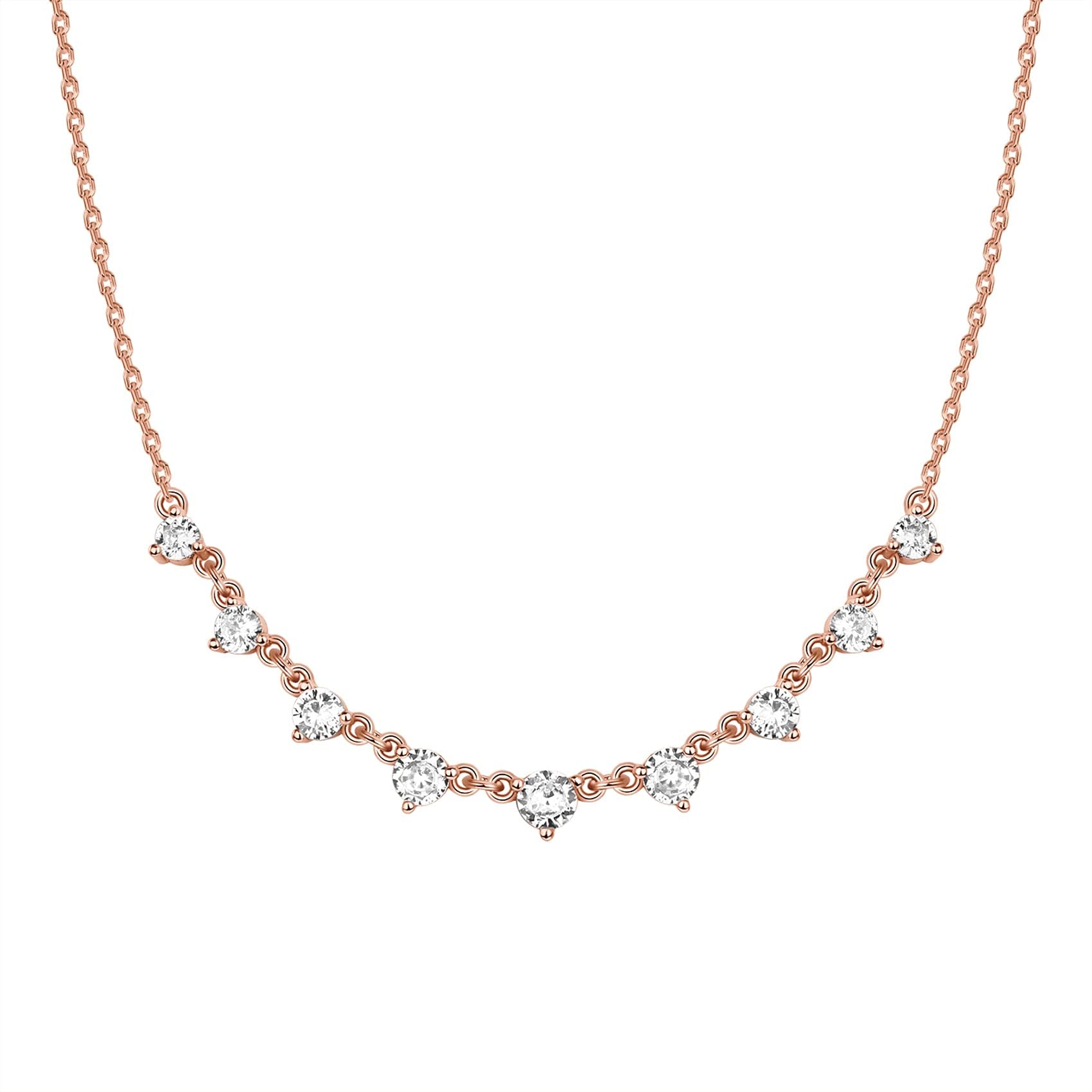 PAVOI14K Gold Plated Station Necklace | Simulated Diamond BTY Necklace | Womens CZ Chain Necklace | Layering Necklaces