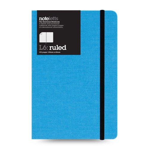 Letts Noteletts Universal Notebook, Medium, Ruled, Blue, 6.5 x 4.375 Inches, 192 Pages (LEN6RBE), 6 Inches x 4 Inches