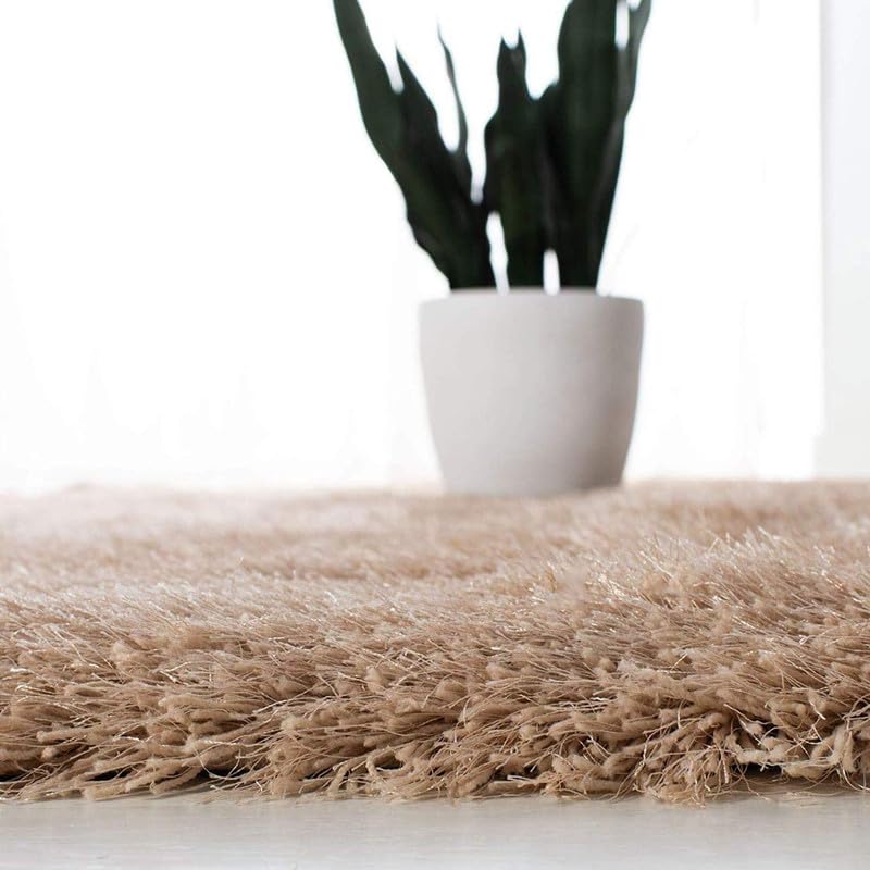 Image of Polyester Fluffy Fur Rugs & Modern Shaggy Floor Carpets for Living Room,Sofa Area,Hall,Kids Room,Guest Room | Elegent Bedside Runners for Besdroom(5X8 Feet Gold)