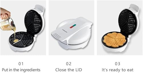 Miniatura 2 de Máquina de gofres de corazón de 1000 W - 5 gofres belgas, compacta, fácil de limpiar