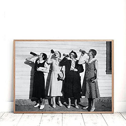 Peinture toile flapper girls noir et blanc art mural de salon