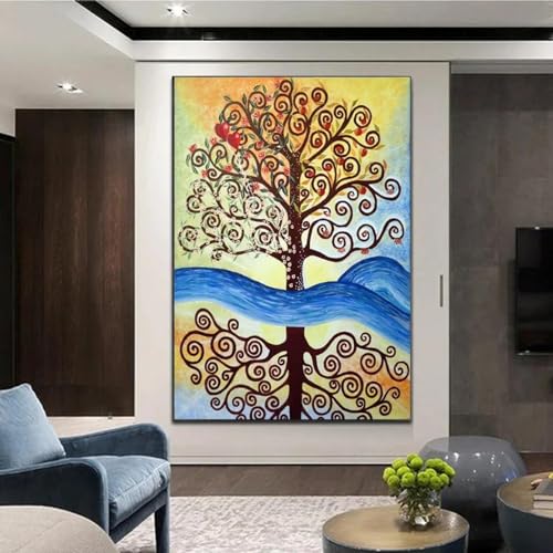 Impression sur toile arbre abstrait KEBIA 40x60 cm | Finition d'art moderne