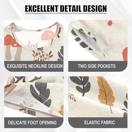 ALAZA Deer Mushroom Cartoon Pajamas Short Sleeve 2 Piece Sleepwear Top and Bottom Pajama Set Unisex4