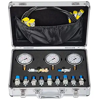 VEVOR Hydraulic Pressure Test Kit, 25/40/60Mpa/11Couplings, Excavator Parts Hydraulic Tester Coupling Hydraulic Pressure Gauge Kit for Excavator Construction Machinery