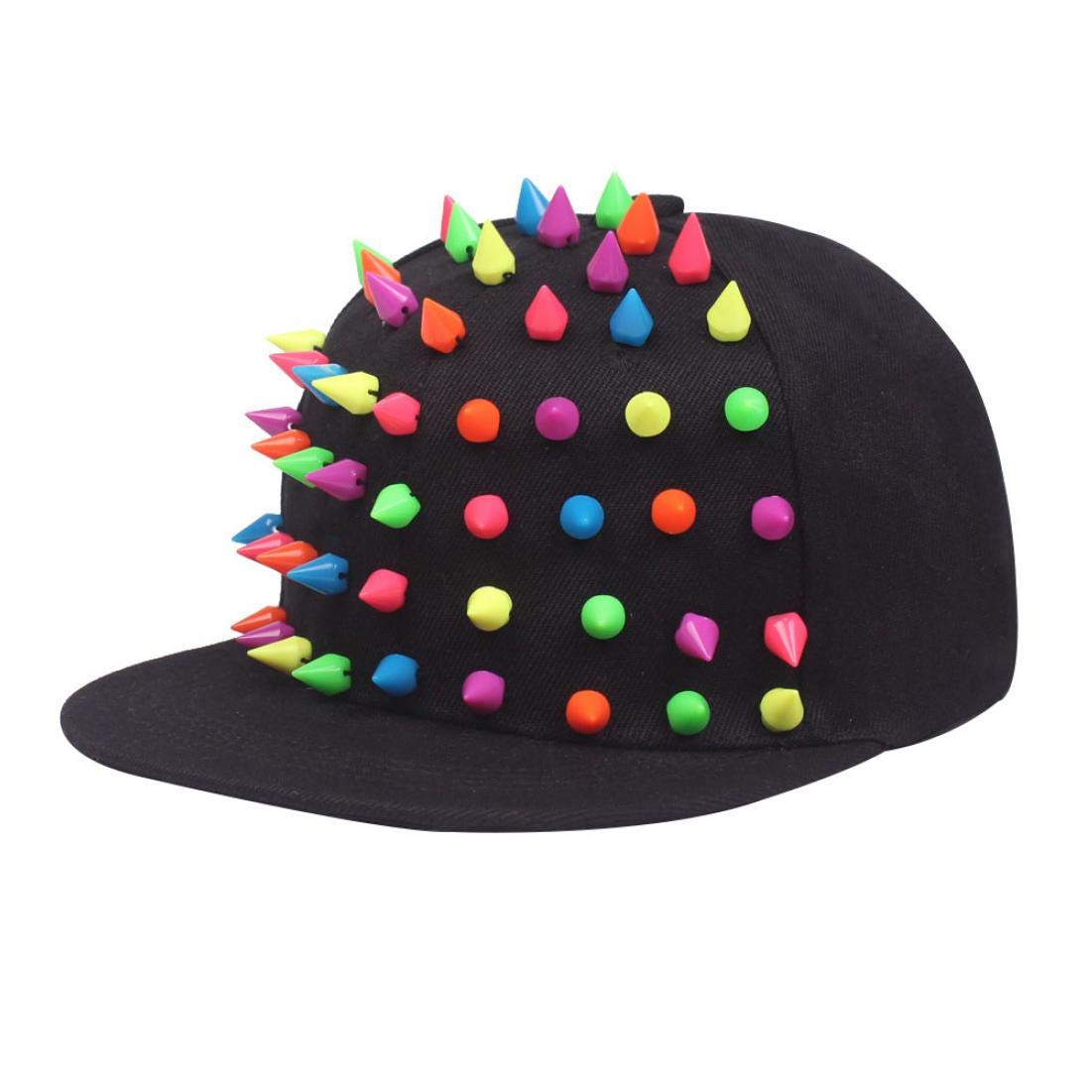 Amoyer Unisex Colorful Punk Studded Baseball Hip-Hop Hat Adjustable Snapback Spike Rivet Stud Cap