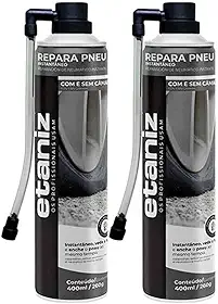 2 Repara Pneu Spray Instantâneo Para Carro Moto 400ml Etaniz