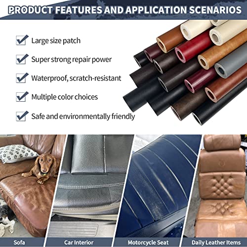 image for ONine Leather Repair Patch, Leather Repair Tape, 12 x 48 Inches Self-A