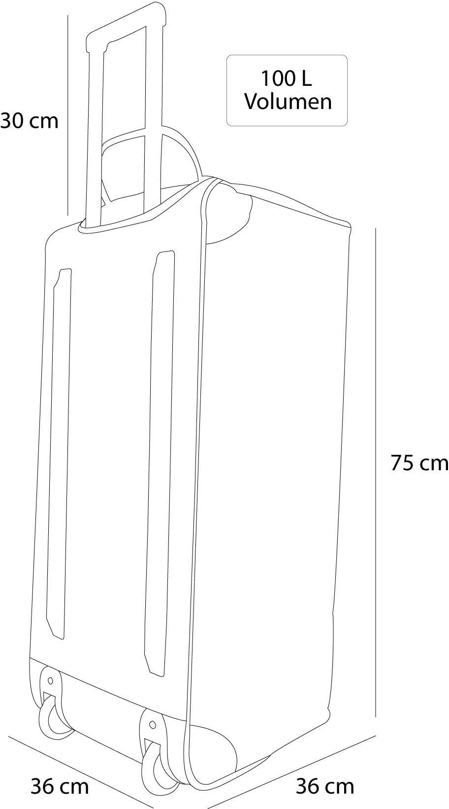 XXL 100 Liter Reisetasche mit Trolleyfunktion Trolleykoffer mit 2/3 Rollen und extra großem Hauptfach Schwarz / 100 Liter XXL