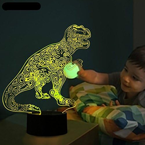 3D Dinosaur Lamp Night Light Touch Table Desk Optical Illusion Lamps 7 Color Changing Lights Home Decoration Xmas Birthday Gift