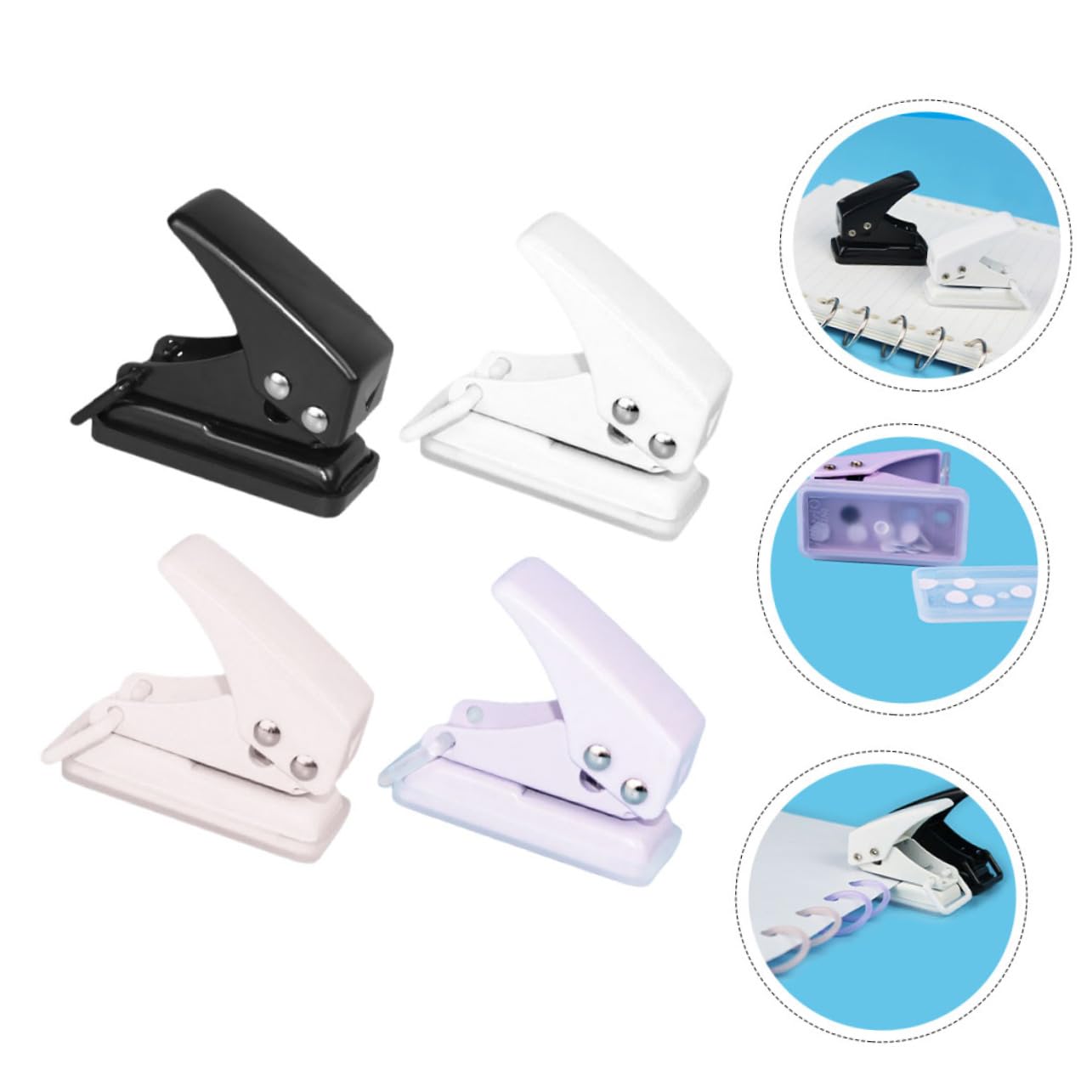 DOITOOL 5 Ensembles Perforatrice À Papier Manuelle Perforateur De Bureau Pour Documents Fournitures De Bureau Compacte Durable 4 Pièces * 5