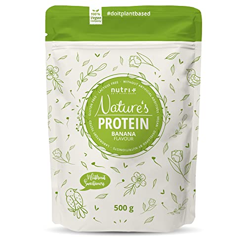 NATURES Protein Pulver Banane 500g - natürliches Proteinpulver ohne Süßungsmittel, Laktose, Zucker & Milch - pflanzliches Eiweißpulver - Banana Flavour