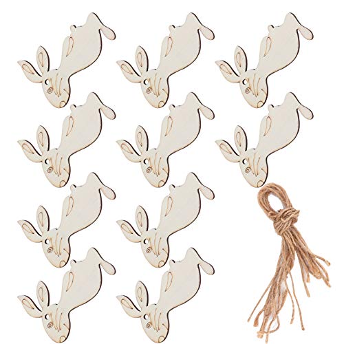 Enfeites de animais de madeira, enfeites de madeira pendurados em forma de coelho Enfeites de madeir